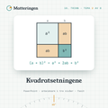 Kvadratsetningene – 10. trinn: kvadrat delt i a², b² og to rektangler ab